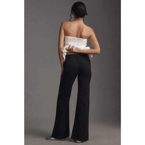 Pilcro and Letterpress Women's Flared Jeans Subsrcipt Mid-Rise Denim Black 25 - Picture 2 of 16